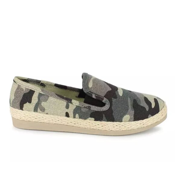 Esprit Size 7.5 Erika Green Camouflage Espadrilles Slip On Flats - Picture 1 of 12